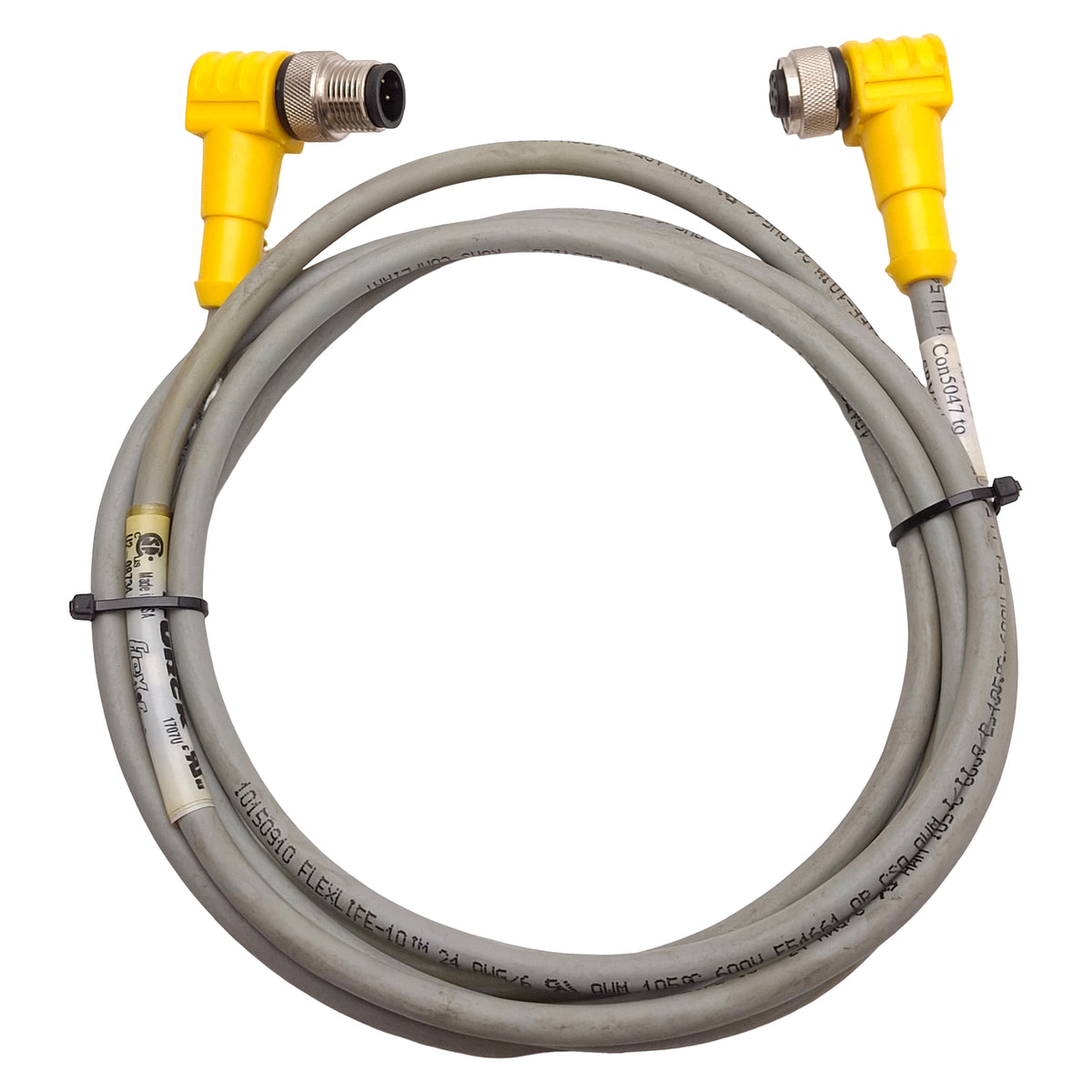 Used Turck WKC 6T-2-WSC 6T/S101 Extension Cable, 90° M12 6-Pin Male to Female, 2m