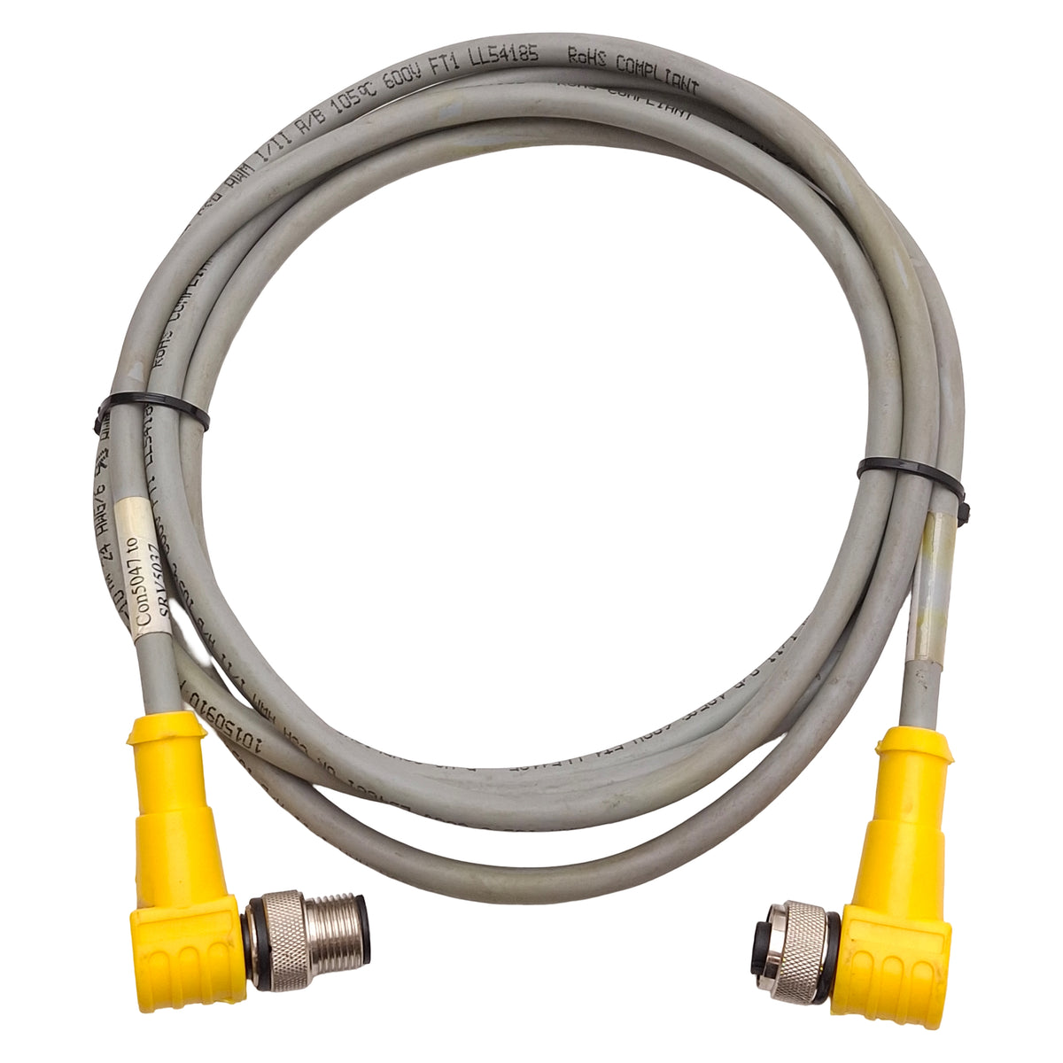 Used Turck WKC 6T-2-WSC 6T/S101 Extension Cable, 90° M12 6-Pin Male to Female, 2m
