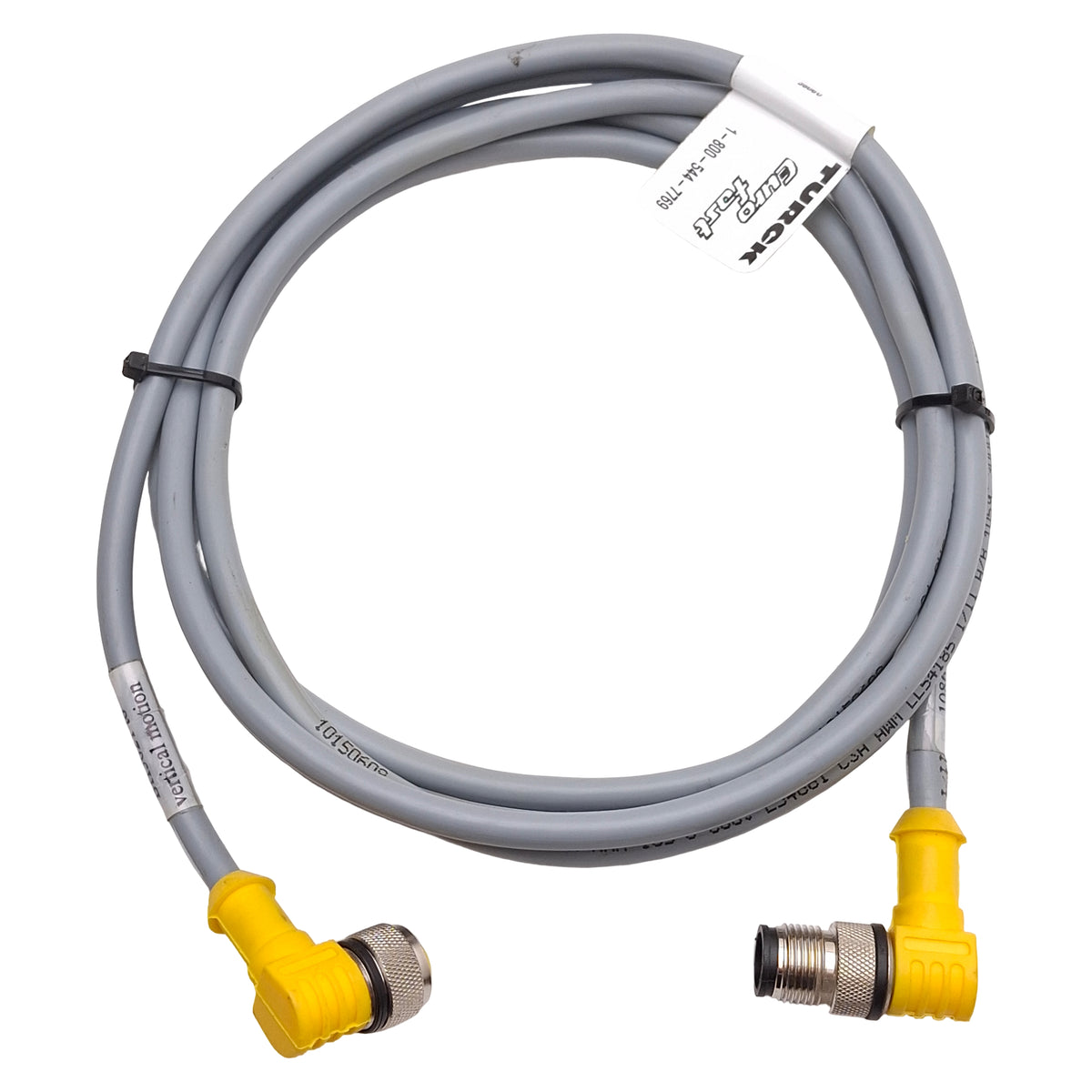 Used Turck WK 4.6T-2-WS 4.6T Extension Cable Right Angle M12 6-Pin Male to Female, 2m
