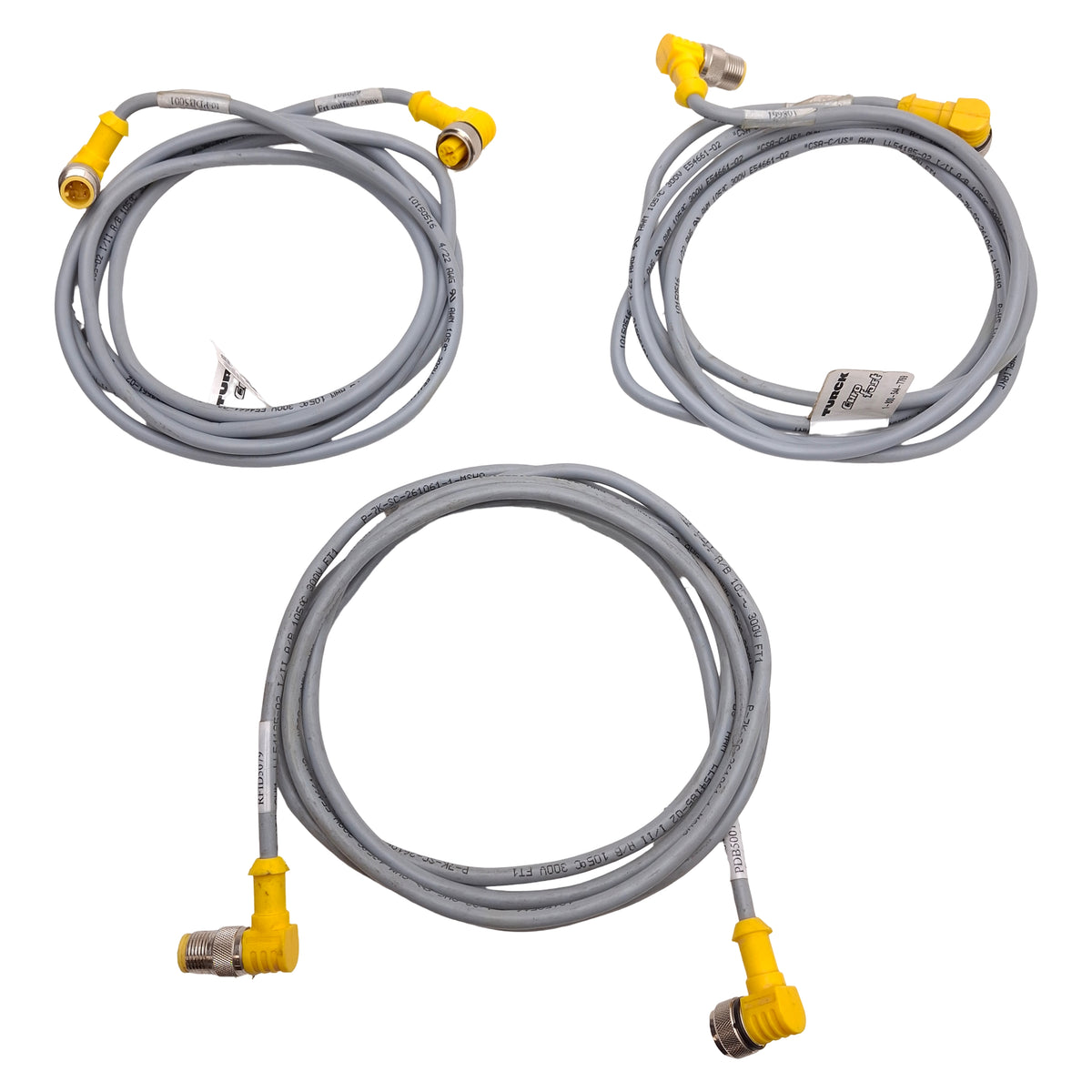 Used Lot of 3 Turck WK 4.4T-2-WS 4.4T Extension Cable 90° M12 4-Pin Male to Female 2m