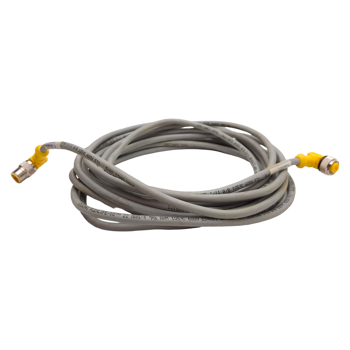Used Turck WK 4.4T-5-WS 4.4T/S101 Extension Cable, 90° M12 4-Pin Male to Female, 5m
