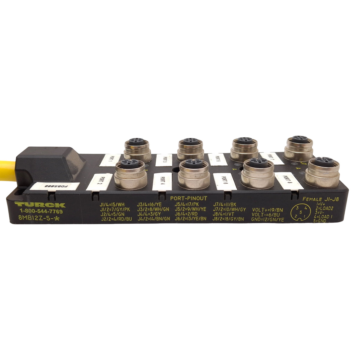 Used Turck 8MB12Z-5-5 Eurofast Junction Box, 30V 4A, (8x) M12 5-Pin Female, 3m Lead