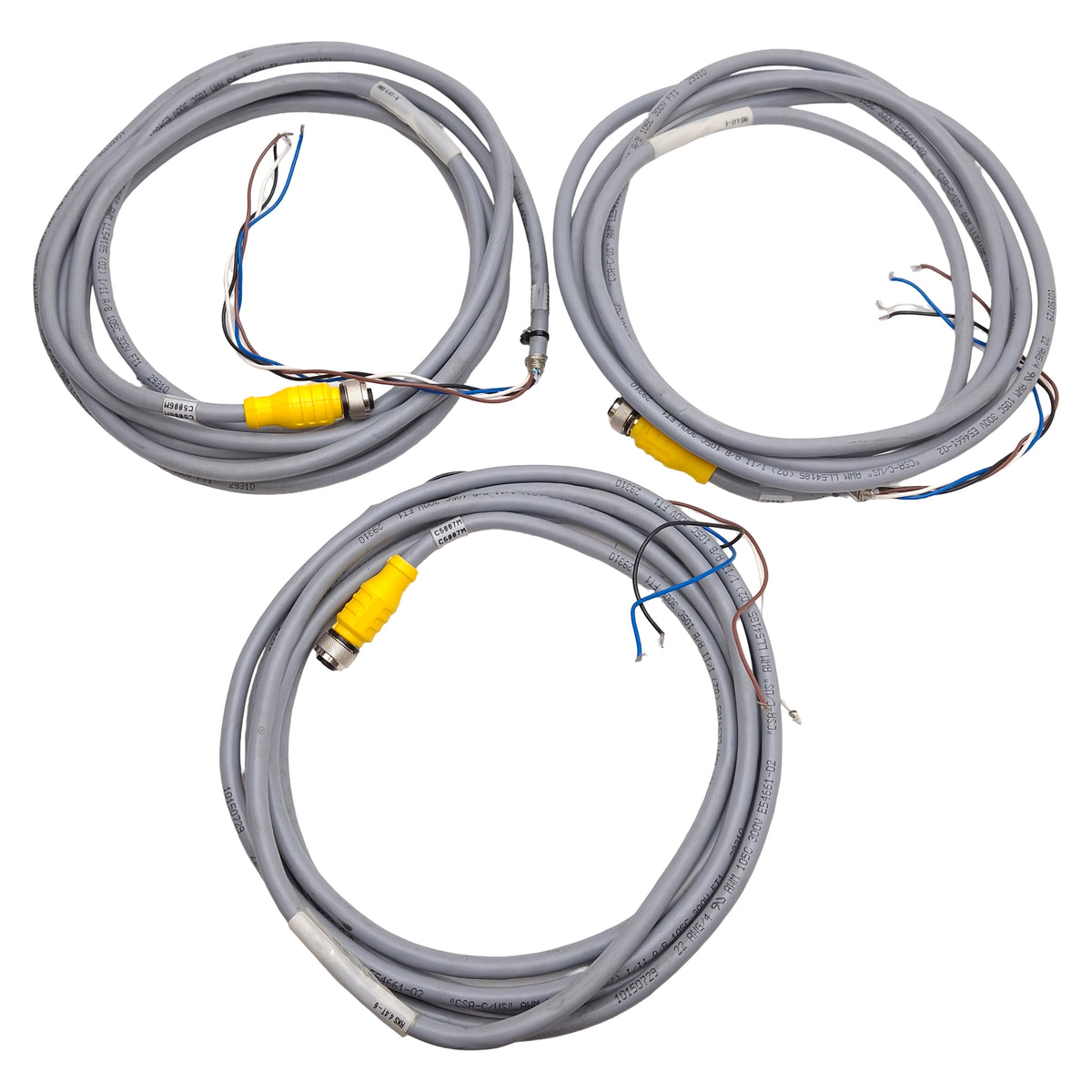 Used Lot of 3 Turck RKS 4.4T-6 Single-Ended Cordset, 250V 4A, M12 4-Pin Female, 3m