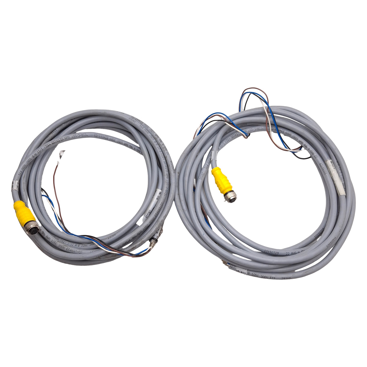 Used Lot of 2 Turck RKS 4.4T-6 Single-Ended Cordset, 250V 4A, M12 4-Pin Female, 4m