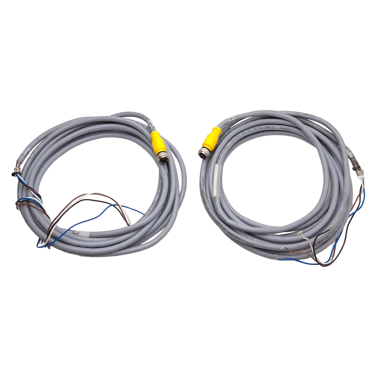 Used Lot of 2 Turck RKS 4.4T-6 Single-Ended Cordset, 250V 4A, M12 4-Pin Female, 5m