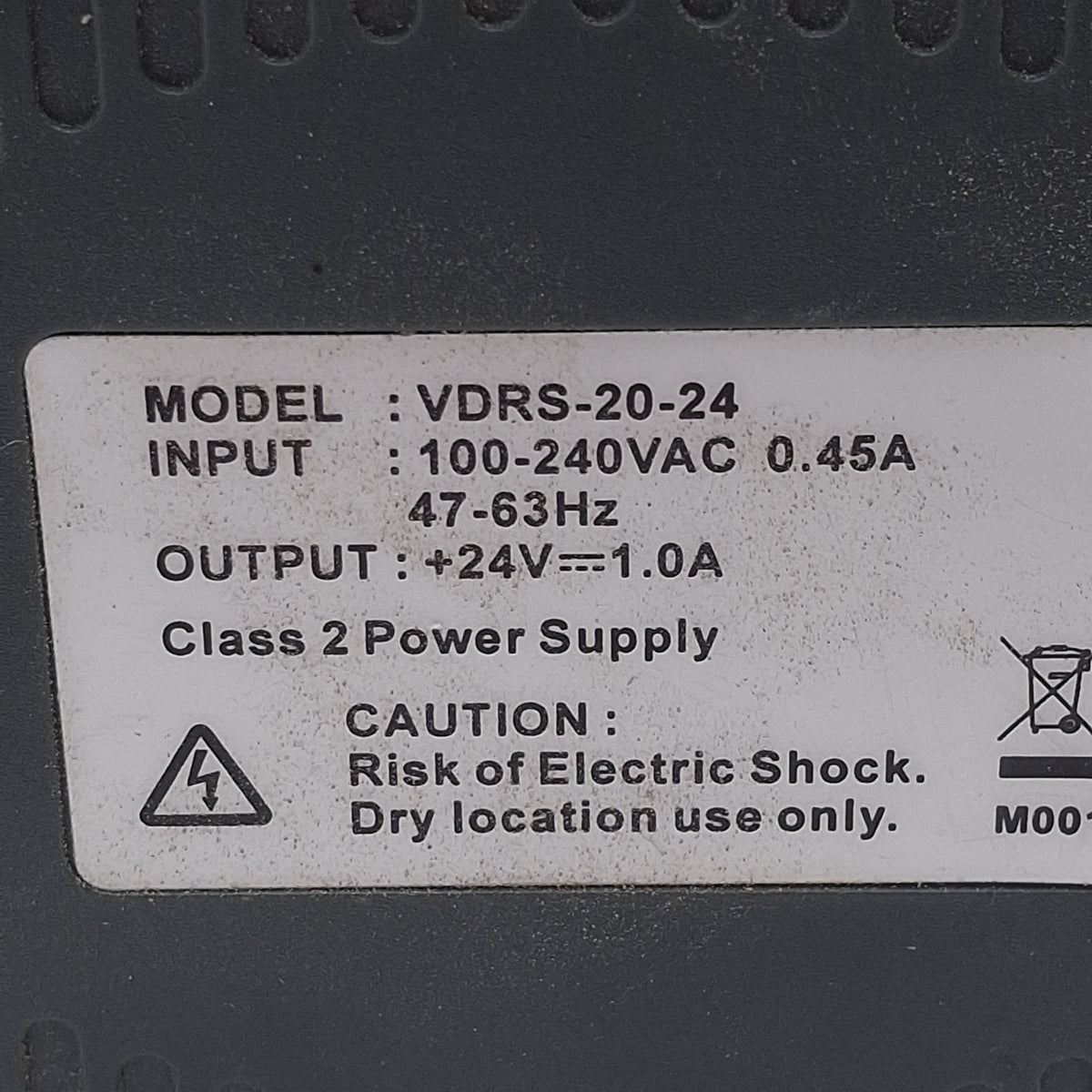 Used CUI Inc/Bel Power Solutions VDRS-20-24 Power Supply, 100-240VAC In, 1A 24VDC Out