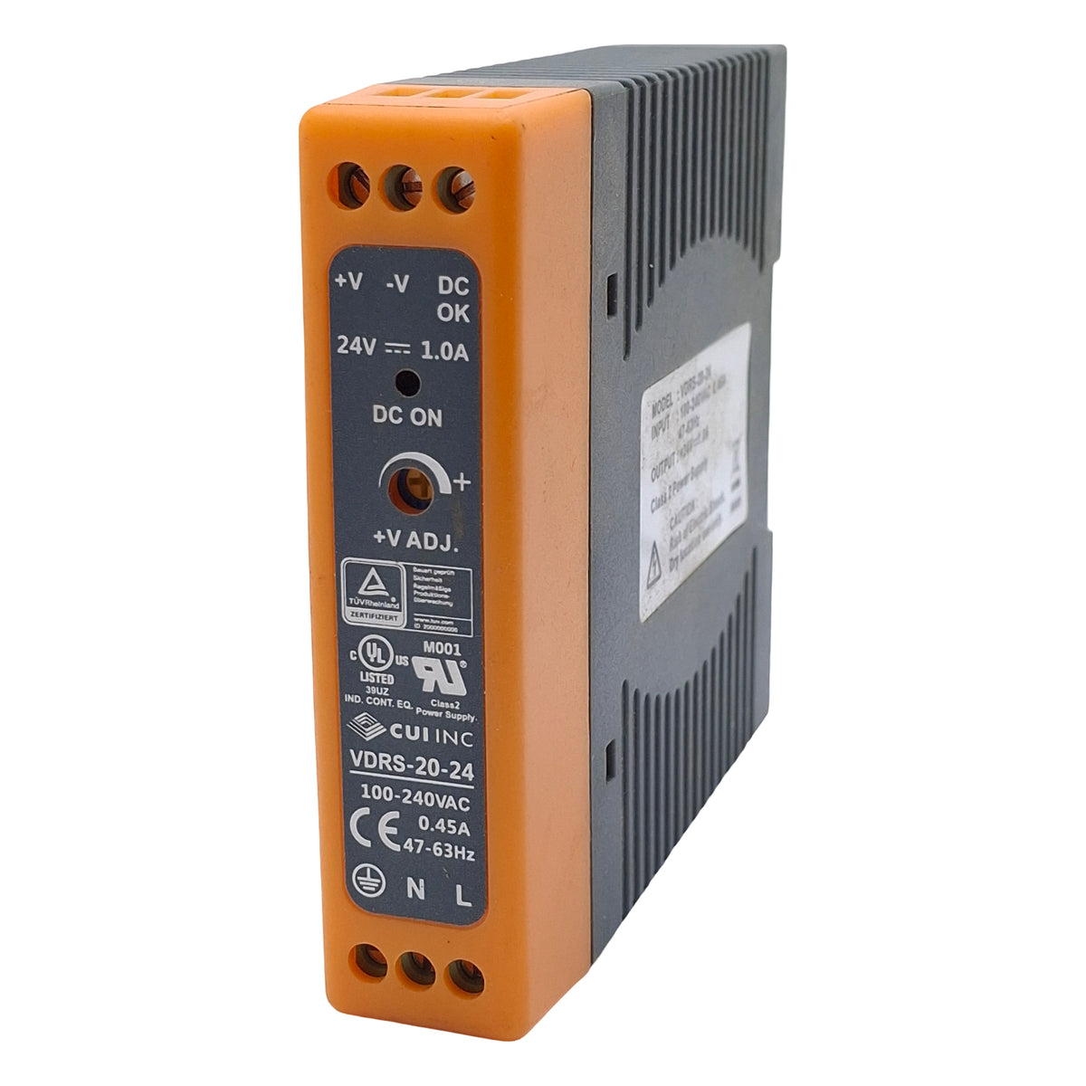 Used CUI Inc/Bel Power Solutions VDRS-20-24 Power Supply, 100-240VAC In, 1A 24VDC Out