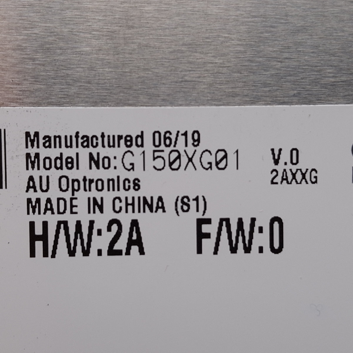Used AU Optotronics G150XG01 V0 LCD Display Module, 15in, 4:3, XGA 1024x768, 400cd/m²
