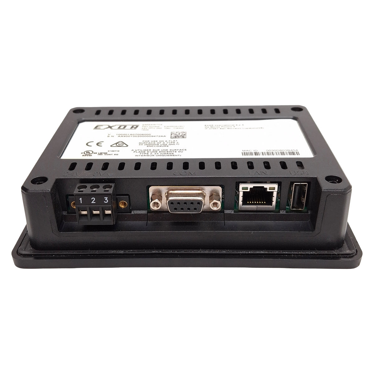 Used Exor ESMA04U301 eSMART04 Touchscreen HMI, 4.3in, 480x272, RJ45, USB, DB9, 24VDC