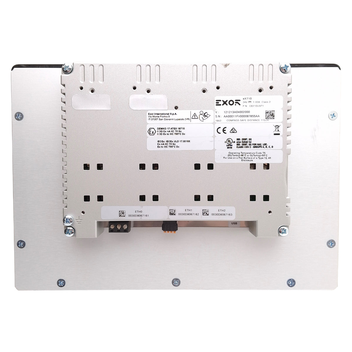 Used Exor EX710U5P1 eX710 Touchscreen HMI, 10.1in, 1280x800, RS-232/485/422, 24VDC