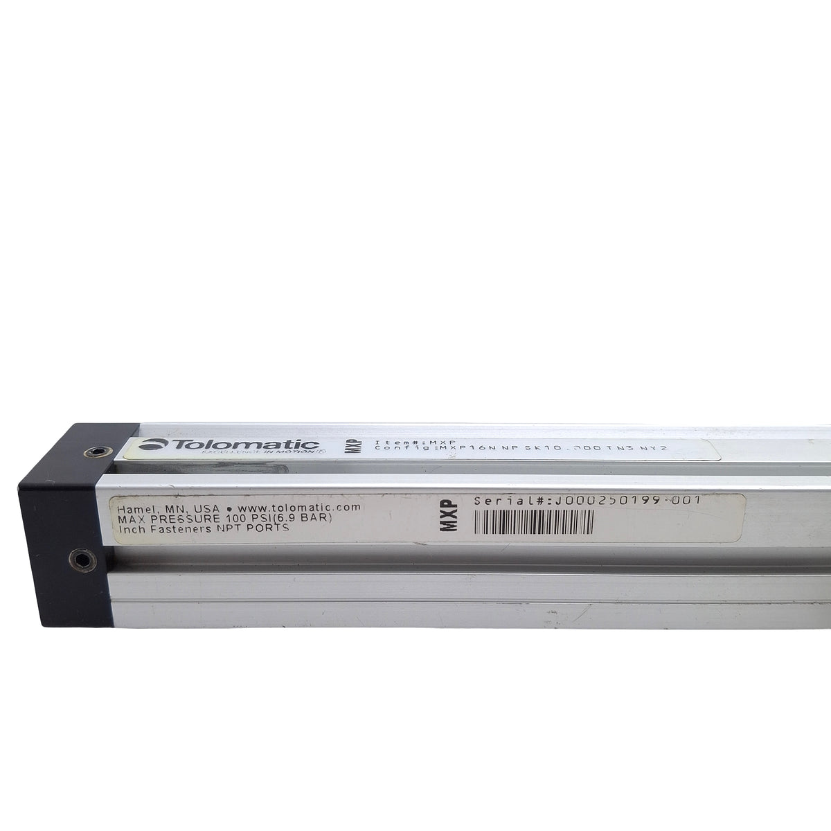 Used Tolomatic MXP16N NP SK10.000 TN3 NY2 Rodless Cylinder, ø16mm Bore, 10in Stroke