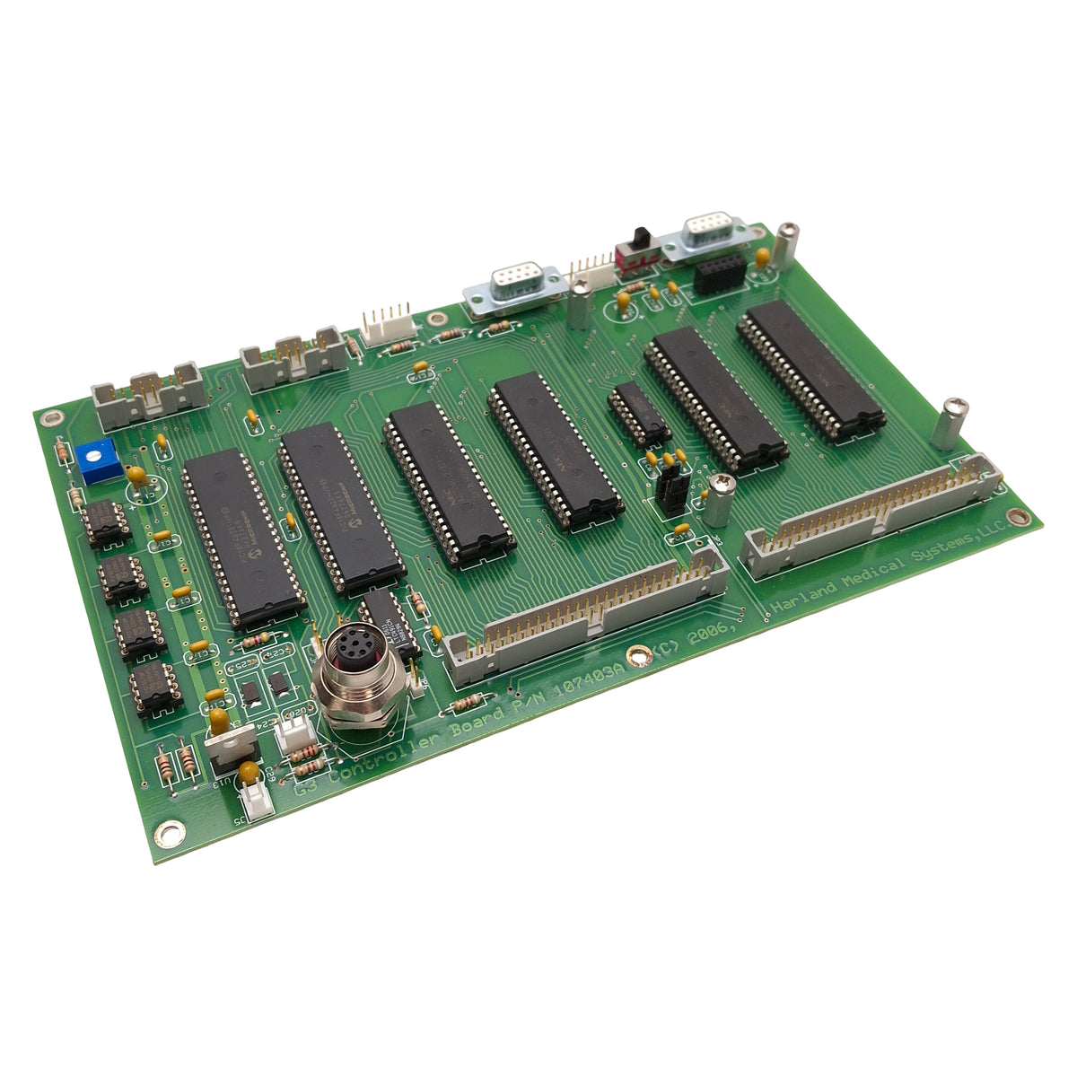 Used Harland Medical Systems 107403A G3 Controller Board, M12 6-Conductor, DB9