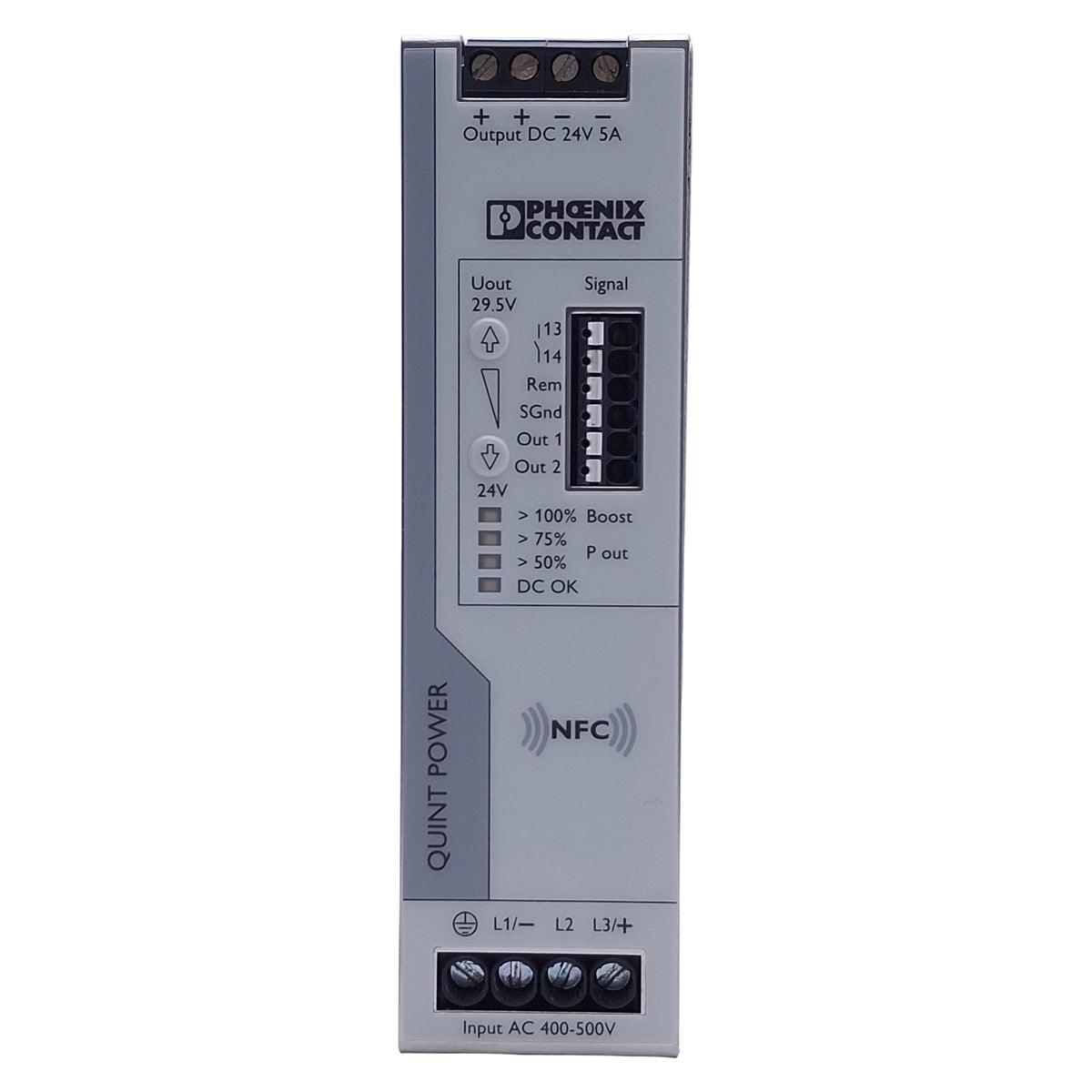 Used Phoenix Contact QUINT4-PS/3AC/24DC/5 Power Supply, 400-500VAC In, 24VDC Out