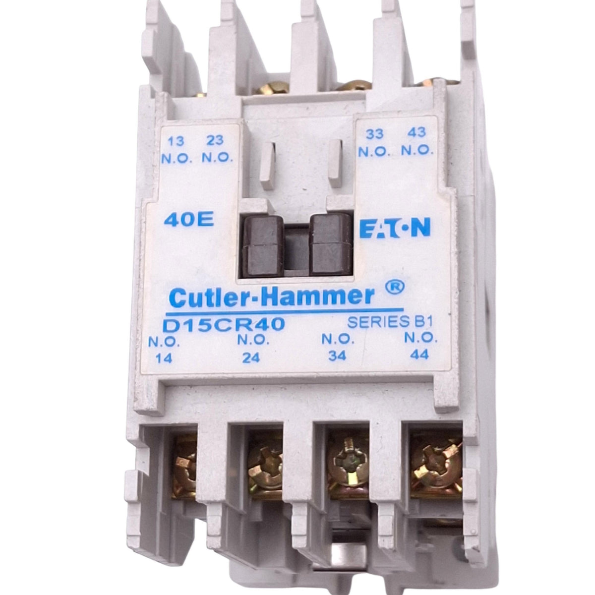 Used Cutler-Hammer D15CR40T1B Machine Tool Relay, 4-Pole NO, 5A Max, 24VDC Coil
