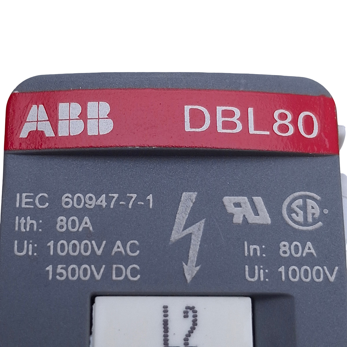 Used ABB DBL80 Power Distribution Block 1-Pole, 1000VAC/1500VDC, 14-4AWG, DIN Rail