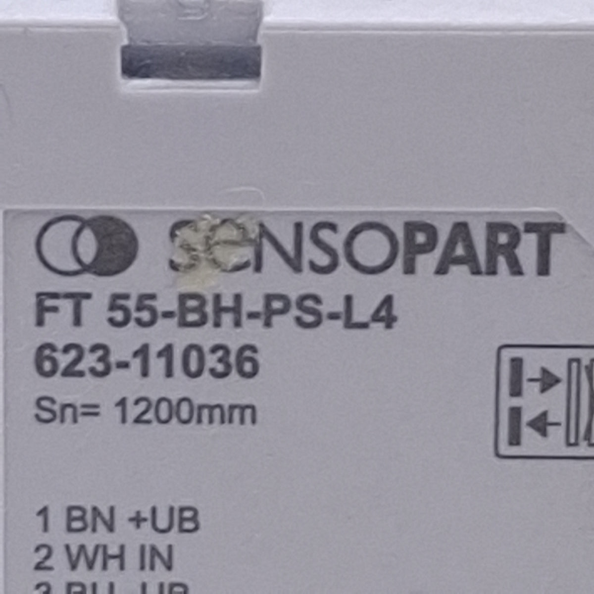 Used Sensopart FT 55-BH-PS-L4 Photoelectric Proximity Sensor PNP, 3-1200mm, M12 4-Pin