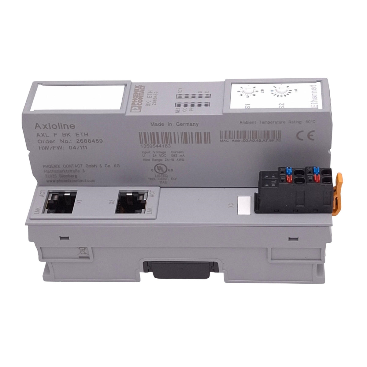 Used Phoenix Contact 2688459 AXL F BK ETH Axioline F Bus Coupler, Modbus/TCP, 24VDC
