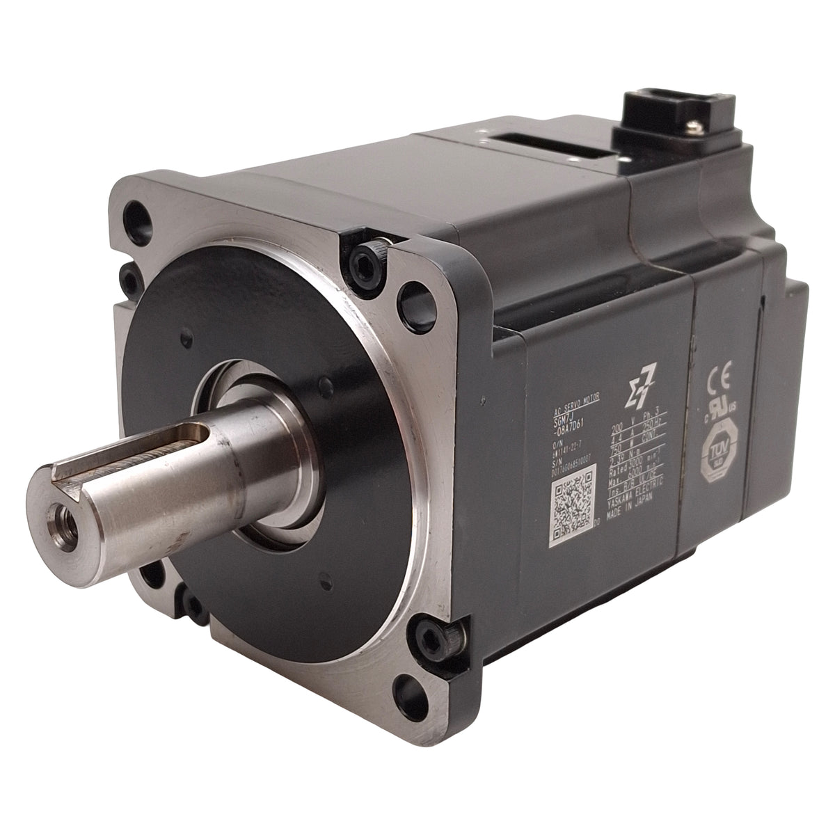 Used Yaskawa SGM7A-08A7D61 Sigma-7 AC Servo Motor, 750W, 3Ø 200VAC 250Hz, 80mm Flange