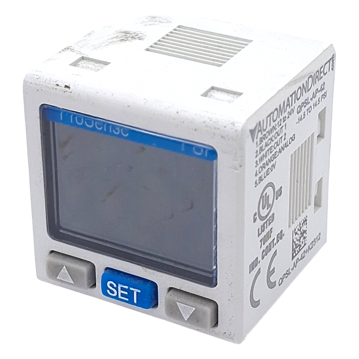 Used AutomationDirect QPSL-AP-42 Digital Pressure Sensor, PNP, -14.5~14.5psi, 24VDC