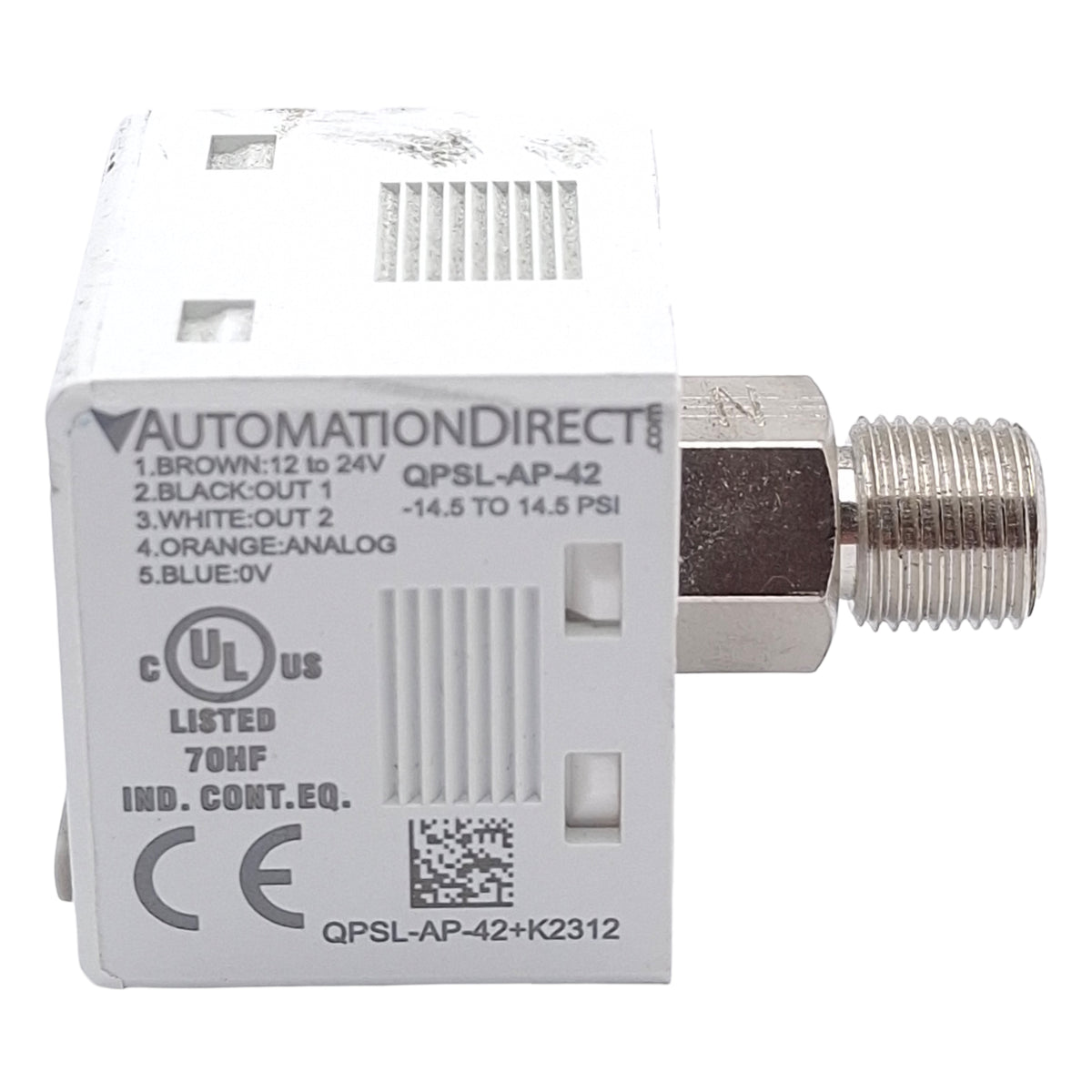 Used AutomationDirect QPSL-AP-42 Digital Pressure Sensor, PNP, -14.5~14.5psi, 24VDC