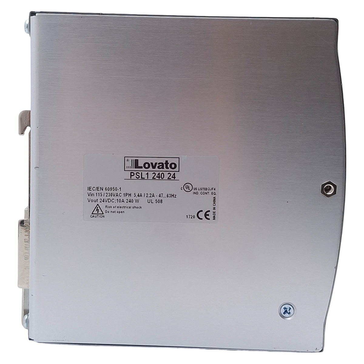 Used Lovato PSL124024 Power Supply, 1PH 115/230VAC In, 10A 24VDC Out, DIN Rail