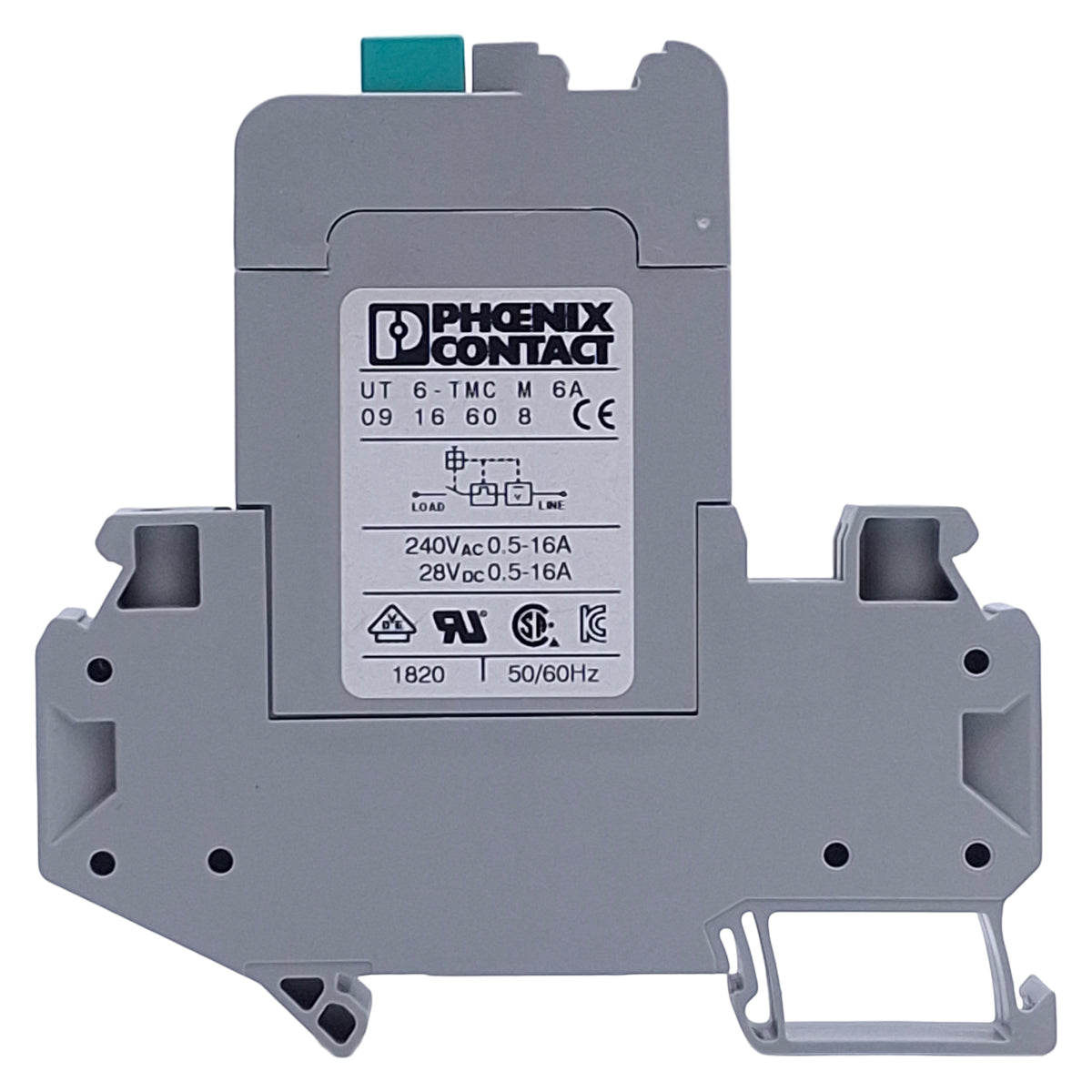 Used Lot of 2 Phoenix Contact UT 6-TMC M 6A Circuit Breaker 6A 240VAC/28VDC, DIN Rail