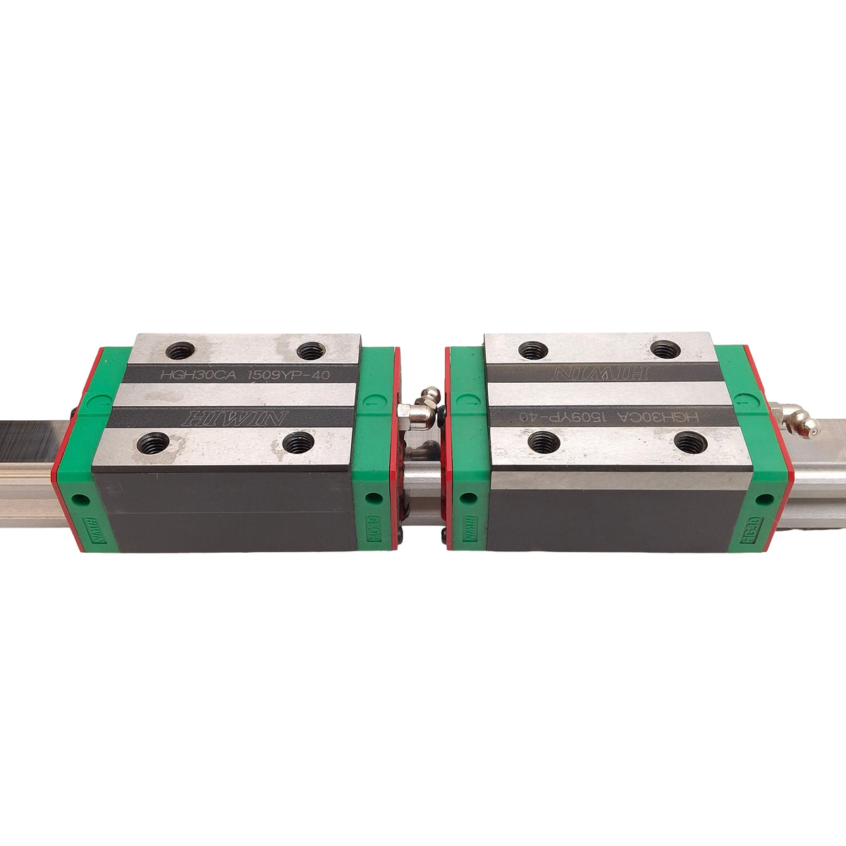 Used Hiwin HGR30 Linear Guide Assembly, 2125mm Rail, (2x) 97.4x60mm Carriages, 48.5kN