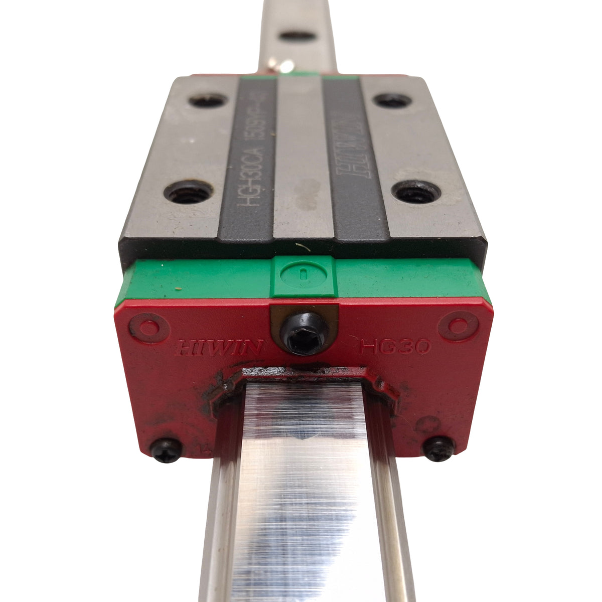 Used Hiwin HGR30 Linear Guide Assembly, 2125mm Rail, (2x) 97.4x60mm Carriages, 48.5kN