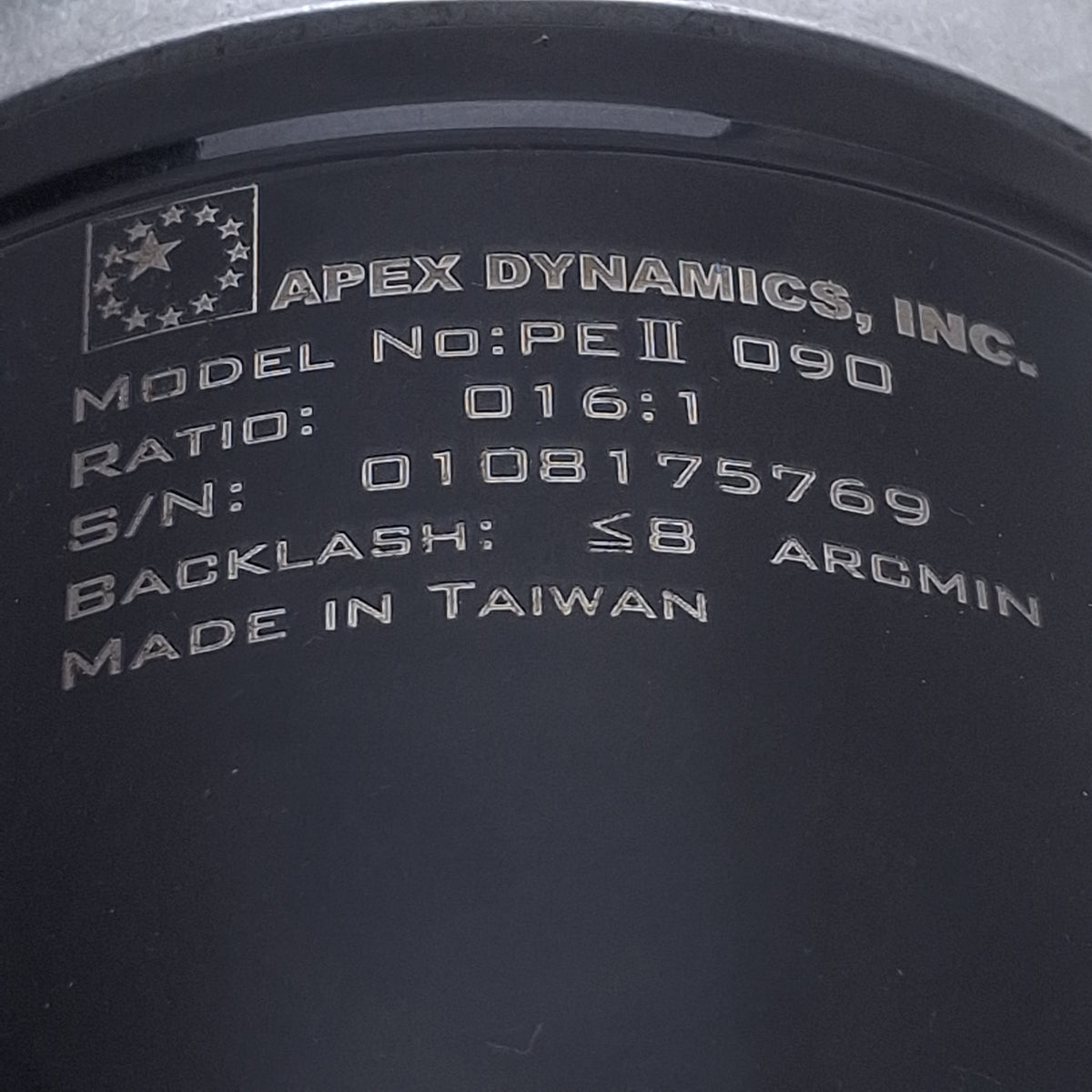 Used Apex Dynamics PEII090-016 Planetary Gearbox 16:1, ø22mm Shaft, ø19mm Input