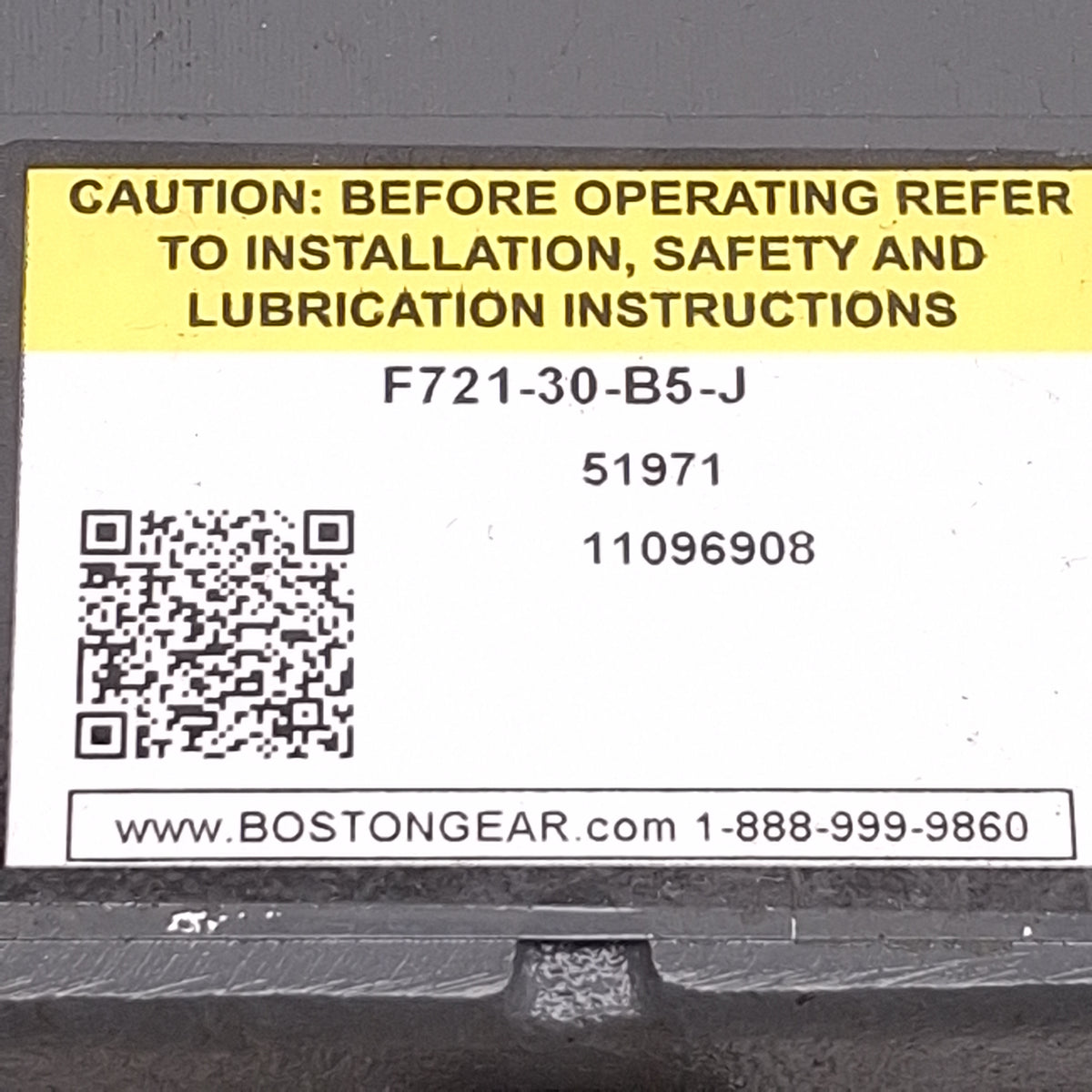 Used Boston Gear F721-30-B5-J Worm Gear Speed Reducer 30:1, ø1in Shaft, ø1/16in Bore