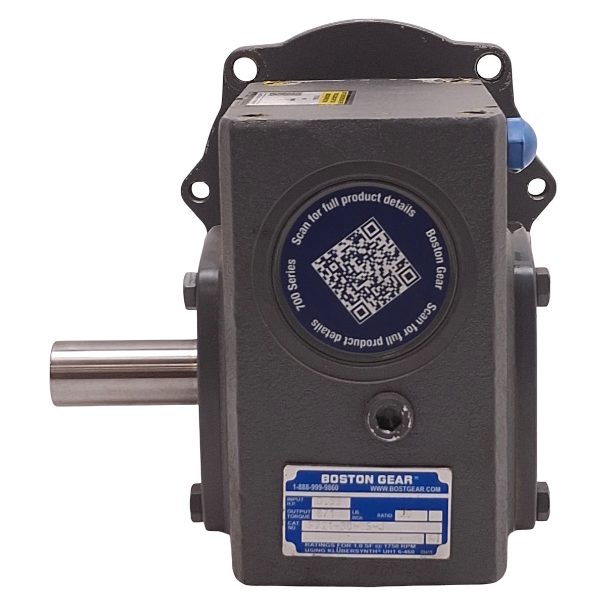 Used Boston Gear F721-30-B5-J Worm Gear Speed Reducer 30:1, ø1in Shaft, ø1/16in Bore
