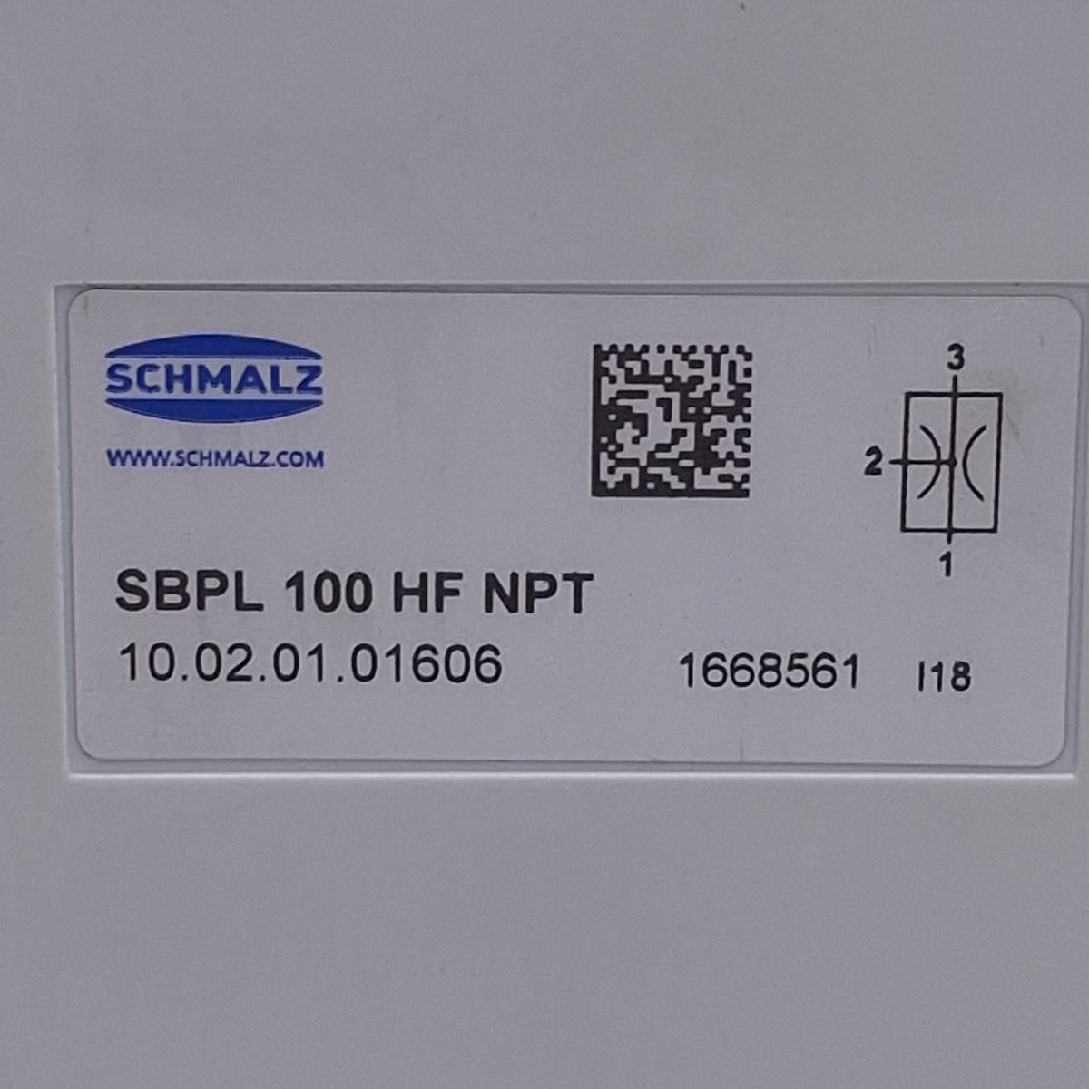 Used Schmalz SBPL 100 HF NPT Basic Pneumatic Ejector 600mbar Max, 2-6bar Operating