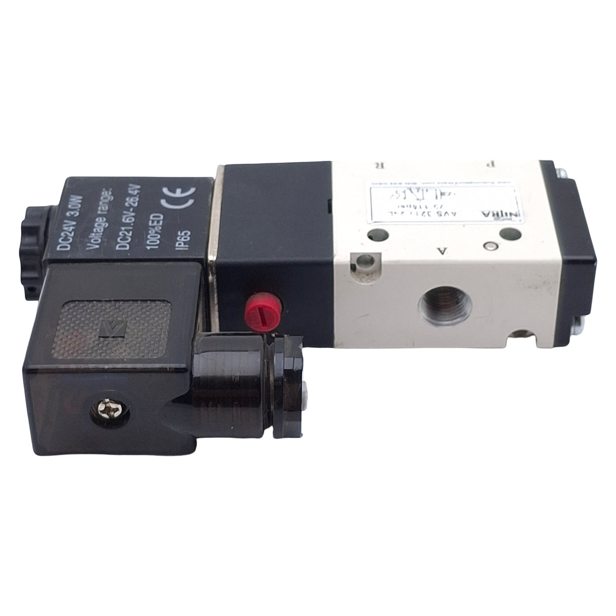 Used Nitra AVS-3211-24D Solenoid Valve, 3/2-Way NC, 1/8in NPT, 20-115psi, 24VDC Coil