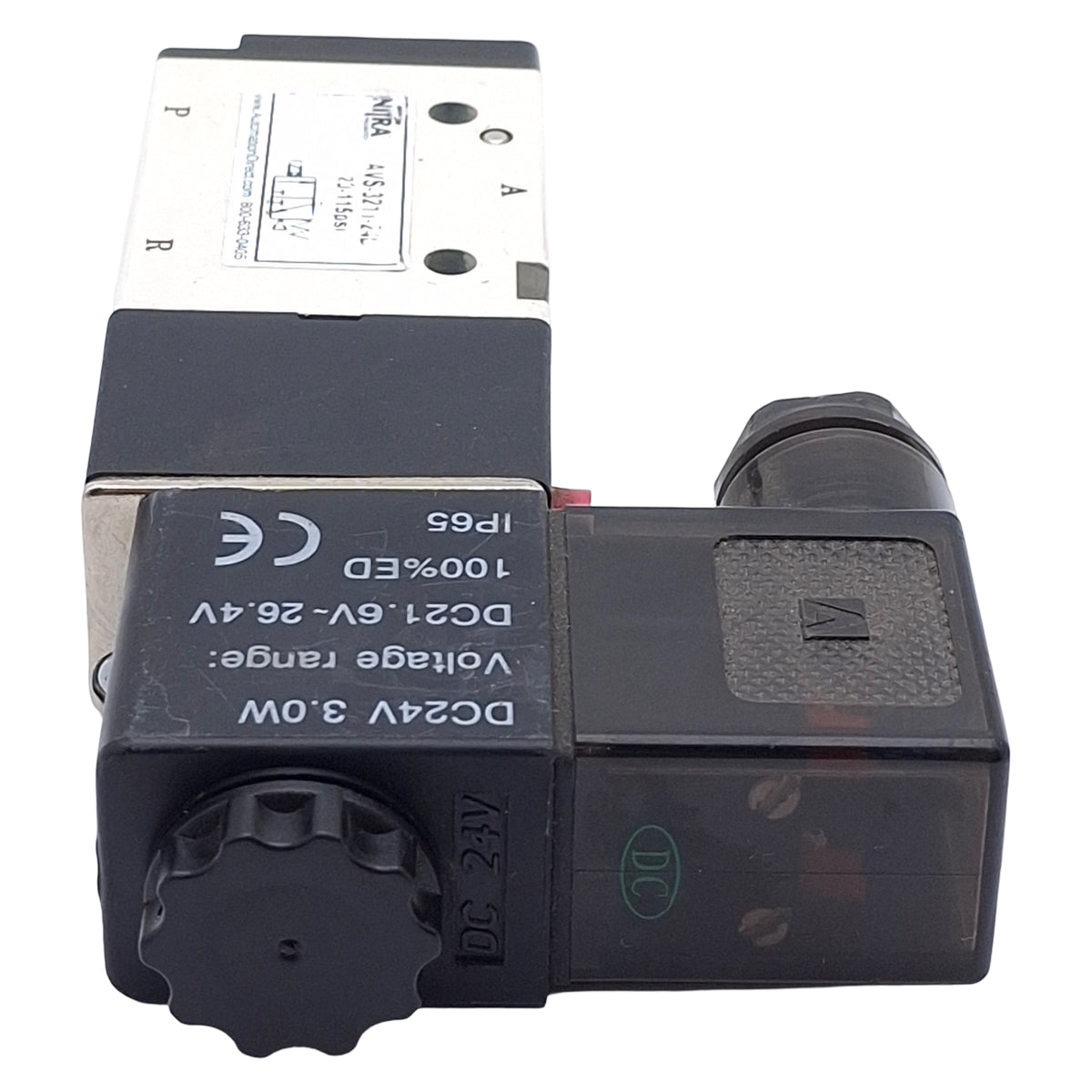 Used Nitra AVS-3211-24D Solenoid Valve, 3/2-Way NC, 1/8in NPT, 20-115psi, 24VDC Coil