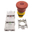 Used Lovato LPCBL6644 Illuminated E-Stop Pushbutton, Twist-Release, 1NO+1NC, 12-30V