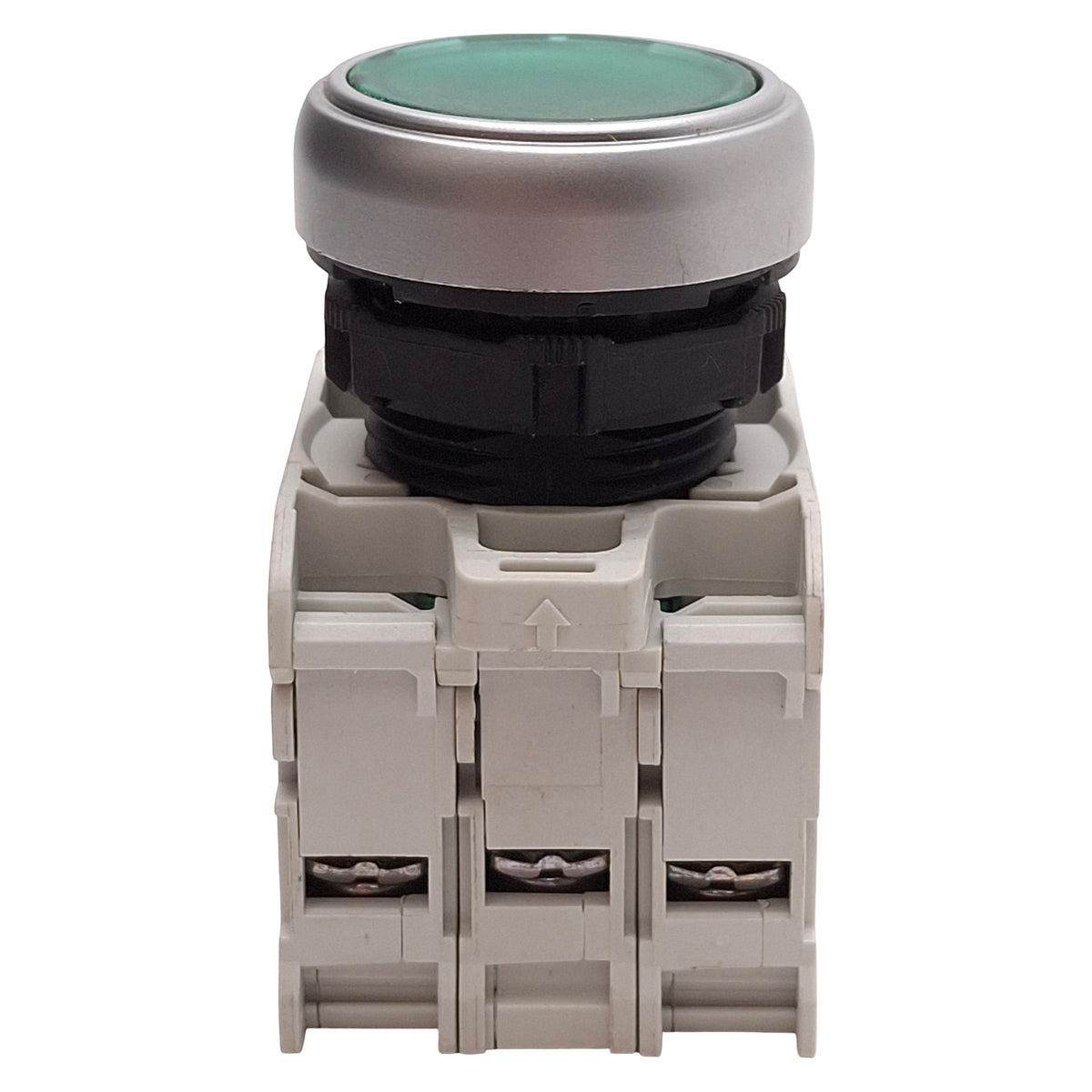 Used Lovato LPCBL103 Illuminated Green Momentary Flush Pushbutton 1NO+1NC 12-30VAC/DC