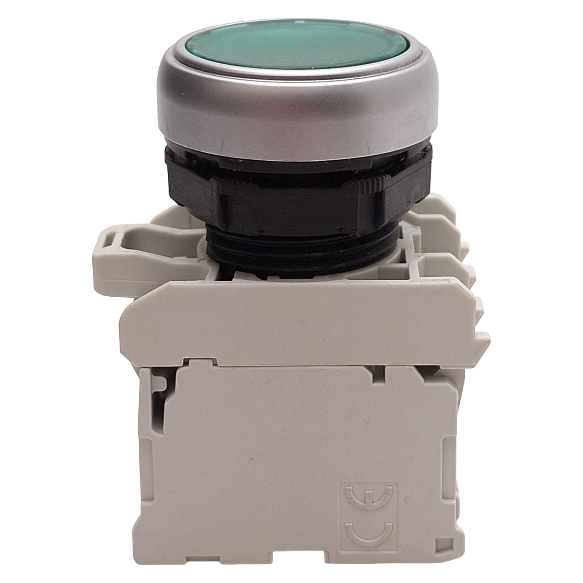 Used Lovato LPCBL103 Illuminated Green Momentary Flush Pushbutton 1NO+1NC 12-30VAC/DC
