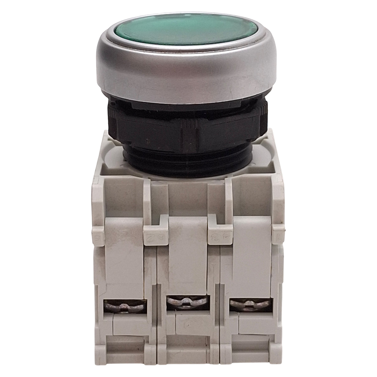 Used Lovato LPCBL103 Illuminated Green Momentary Flush Pushbutton 1NO+1NC 12-30VAC/DC