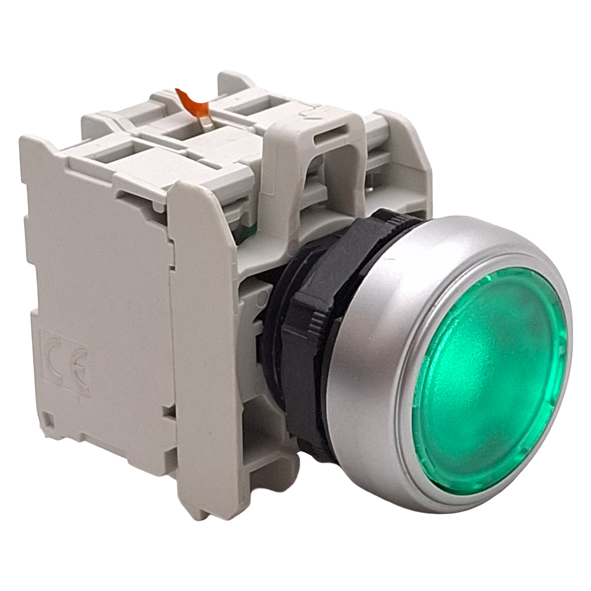 Used Lovato LPCBL103 Illuminated Green Momentary Flush Pushbutton 1NO+1NC 12-30VAC/DC