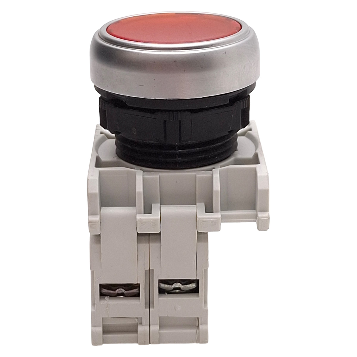 Used Lovato LPCBL104 Illuminated Red Momentary Flush Pushbutton 1NC, 12-30VAC/DC Lamp