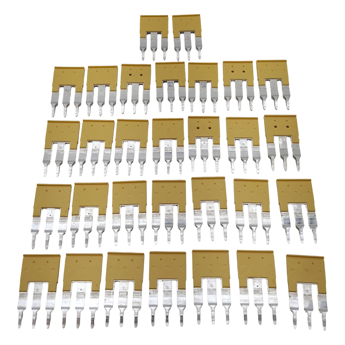 Used Lot of 30 Allen Bradley 1492-CJK6-3 Screwless Center Jumper Terminals, 3-Pole