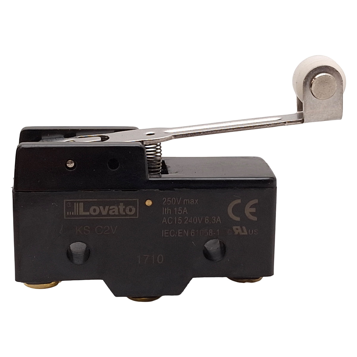Used Lot of 2 Lovato KSC2V Plastic Micro Switch, 48.5mm Roller Lever, 1NO+1NC, 240VAC