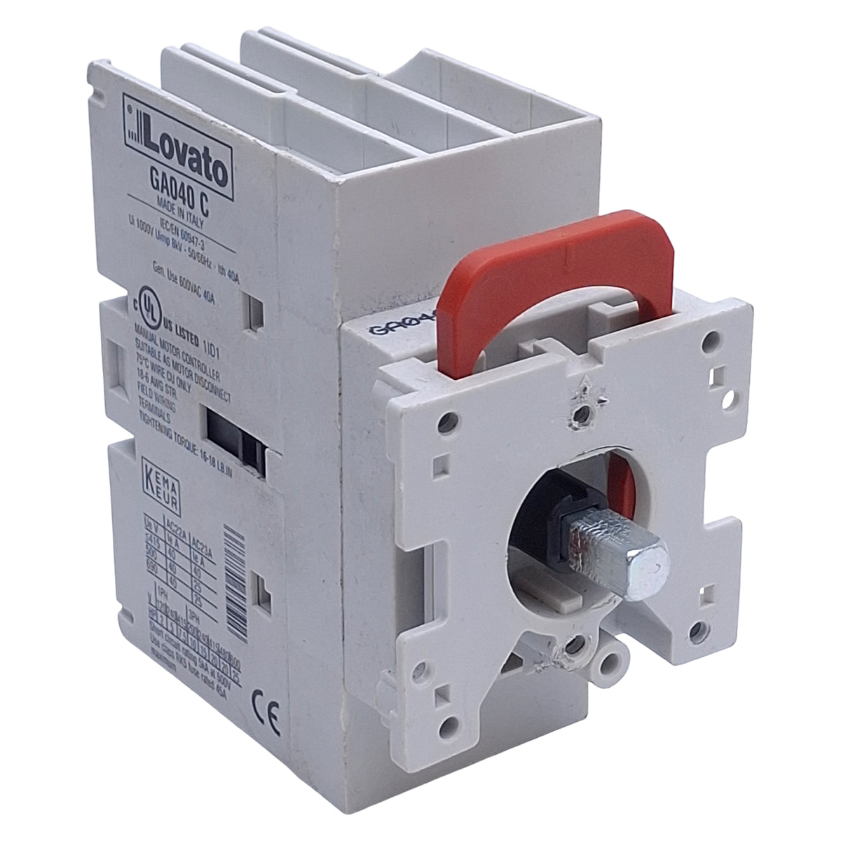 Used Lovato GA040C Disconnect Switch 3-Pole, 600VAC 40A, Screw/DIN Rail Mount