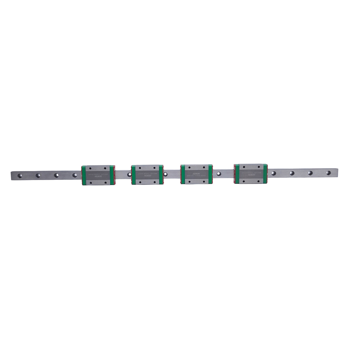Used Hiwn MGN12H Linear Guide Assembly 450mm Rail, (4x) 45.4x27mm Carriages, 3.72kN