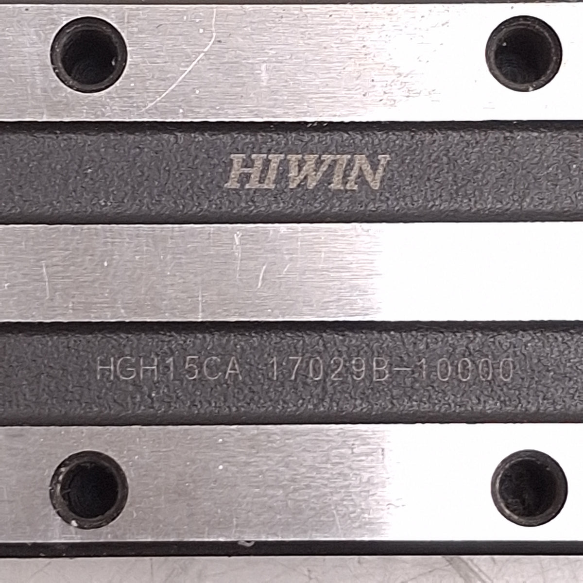 Used Hiwin HGH15CA Linear Guide Assembly 1350mm Rail, (2x)61.4x34mm Carriages, 14.7kN