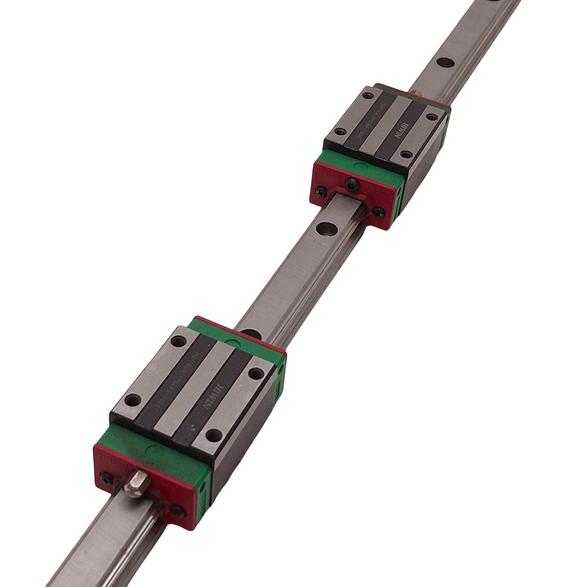 Used Hiwin HGH15CA Linear Guide Assembly 1350mm Rail, (2x)61.4x34mm Carriages, 14.7kN