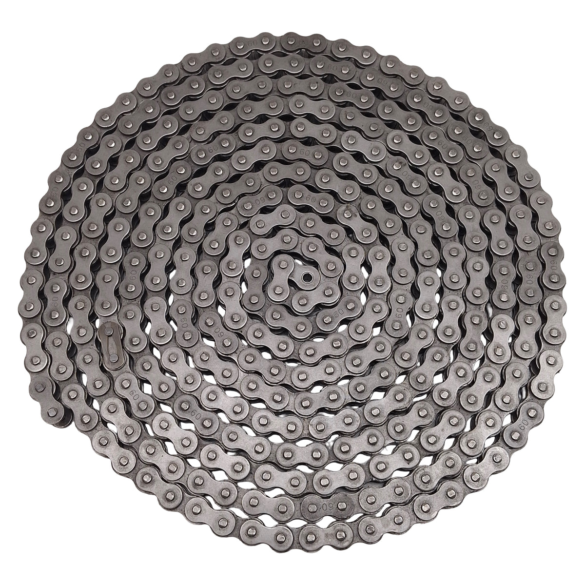 Used #60 Roller Chain, 0.75in Pitch, 0.5in Inner, ø0.243in Pin, ø0.469in Roller, 21ft