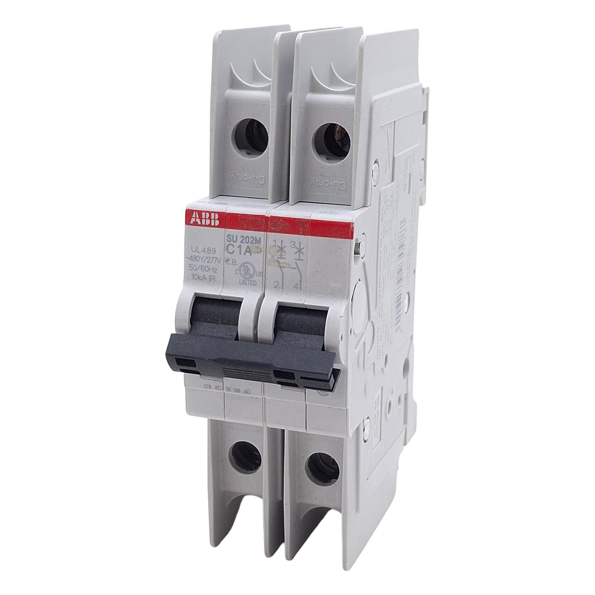 Used ABB SU202M-C1 Circuit Breaker, 2-Pole, 1A 480Y/277VAC, C-Curve, DIN Rail