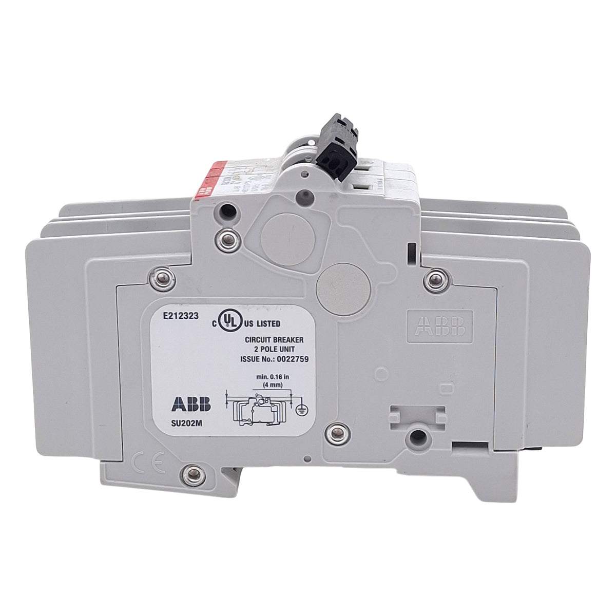 Used ABB SU202M-C1 Circuit Breaker, 2-Pole, 1A 480Y/277VAC, C-Curve, DIN Rail