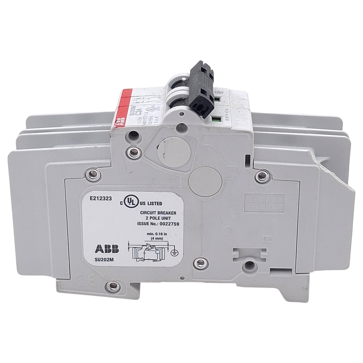 Used ABB SU202M-C2 Circuit Breaker, 2-Pole, 2A 480Y/277VAC, C-Curve, DIN Rail
